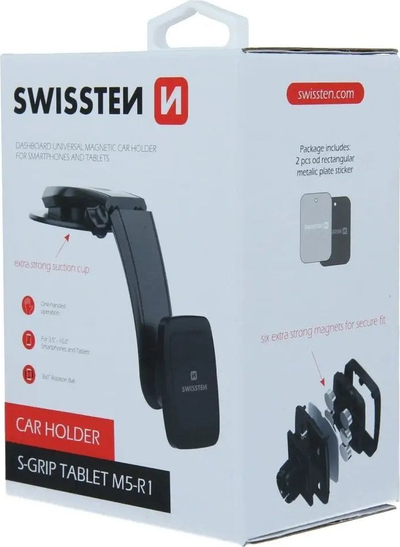 Mbajtës telefoni për makinë Swissten M5 R1, magnet, për panele