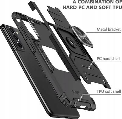 Mbulesë telefoni Nitro për Samsung A25 5G, hibride TPU PC, me unazë magnetike, e zezë