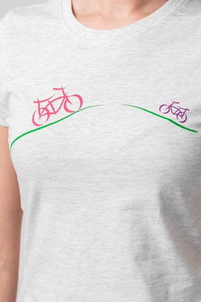 Bluzë casual Family Bicycles për femra, XS, gri e çelët