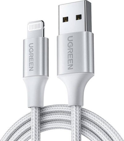 Kabllo UGREEN UGR1458 USB A me Lightning, 1.5 m, 2.4A, ngjyrë argjendi