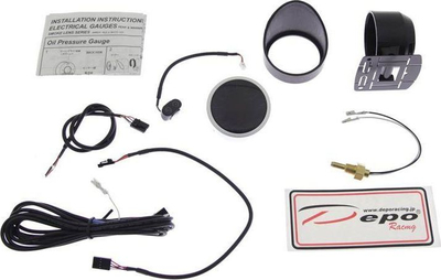 Matës temperature uji DRacing DEPO PK, 52mm, me ndriçim LED, i zi