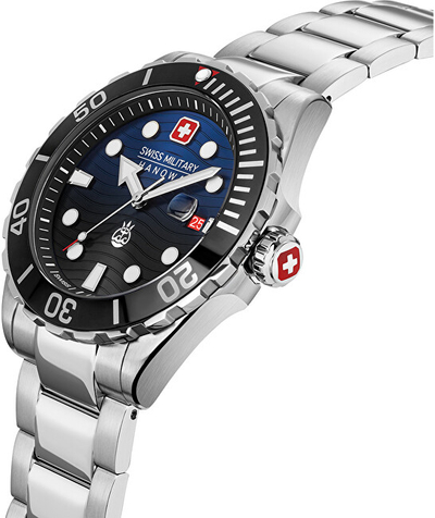 Orë për meshkuj Swiss Military Hanowa Offshore Diver II SMWGH2200302, e argjendtë