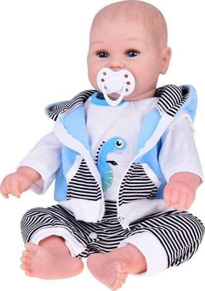 Kukull realiste bebe djalë 50cm ZA5357, që qesh, trup i butë
