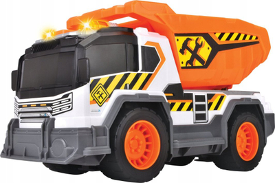 Lodër kamion ndërtimi Dickie Dump Truck, 30cm, dritë dhe zë, portokalli