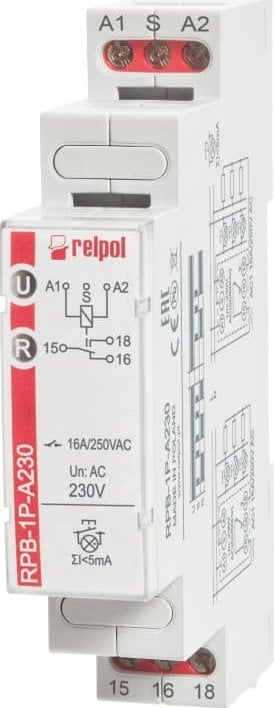 Rele bistabile Relpol RPB-1P-A230, 1P, 16A, 230V AC