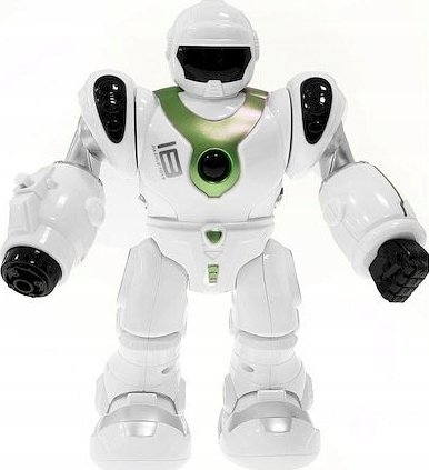 Lodër robot ecës Smily Play Walking Robot, me drita e zëra, me shigjeta, i bardhë me jeshile