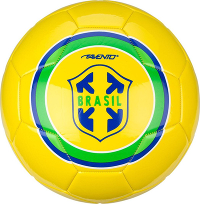 Top futbolli Avento Glossy World Soccer, madhësia 5, PVC, i verdhë me jeshile e blu