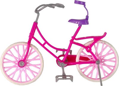 Set lodrash LeanToys Doll on a Bicycle, gocë me biçikletë, plastik, rozë