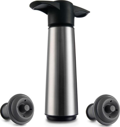 Pompe vakumi për verë Vacu Vin Wine Saver, çelik inox, me 2 tapa, gri