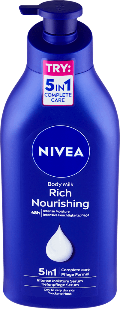 Qumësht trupi NIVEA Rich Nourishing Body Milk, 625 ml, për lëkurë të thatë