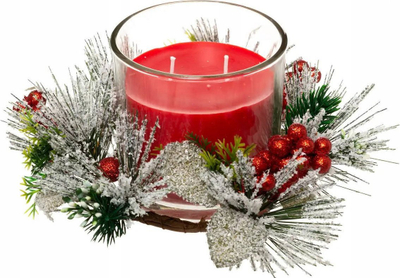 Декоративна свеќа Christmas Candle With Arrangement, 210 g, стакло, повеќебојна