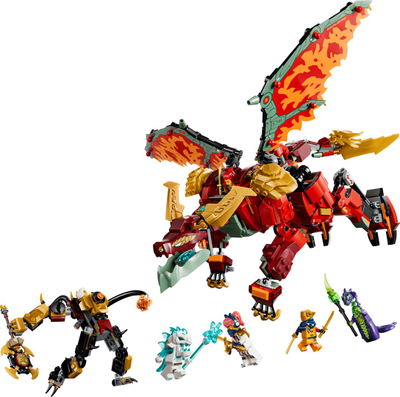 Lodër LEGO Ninjago Transforming Dragon Mech Wyldfyre 71868, set ndërtimi, shumëngjyrëshe