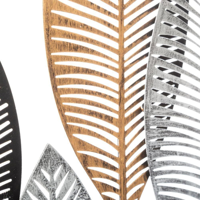 Dekor murale Atmosphera Leaves, metal, 37x65 cm, shumëngjyrësh