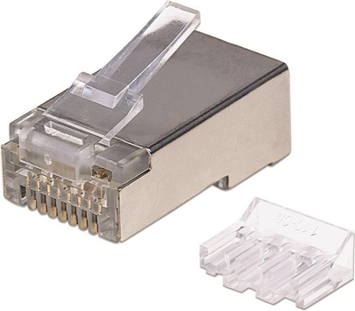 Lidhës për kabllo rrjeti Gembird Pro Line Cat6A RJ45, STP, 50 copë, transparent