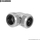 Adapter uji Barrow Multi-Link 90°, 12mm OD në 12mm OD, argjendtë