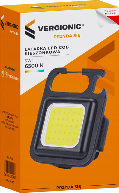 Dritë xhepi LED COB Vergionic, 5 në 1, USB C, e zezë