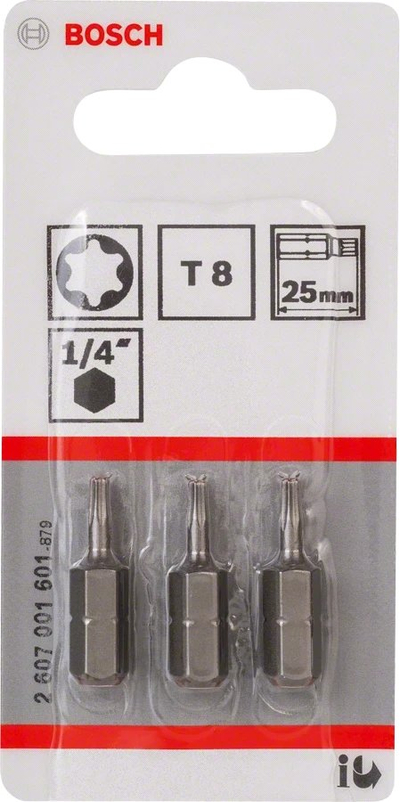 Set bitësh Bosch Extra Hard Torx T8, 25mm, paketim 3 copë