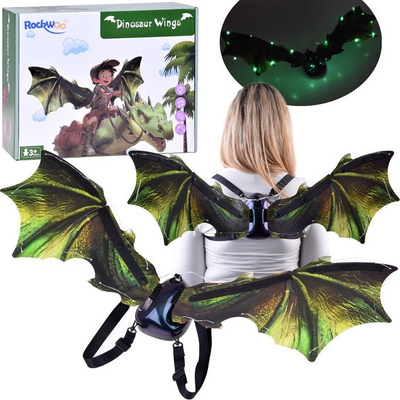 Krahë dragoi për kostum RockWoo Dinosaur Wings, me drita LED, për kalamaj 3+, jeshil