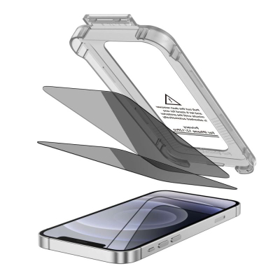 Xham mbrojtës Hofi Tech-Protect Quick Set Spy+ për iPhone 12 12 Pro, 2 copë, privatësi, i zi