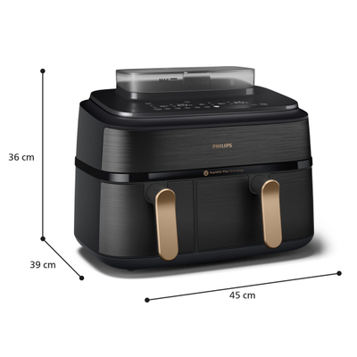 Fritezë me ajër Philips 3000 Series NA552/00, 9L, 2750W, me avull, e zezë