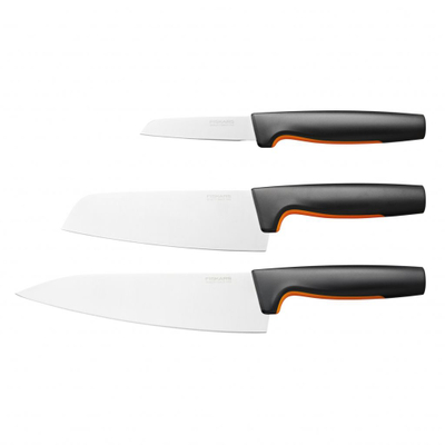 Set thika Fiskars Bamboo, 3 copë, zezë/portokalli