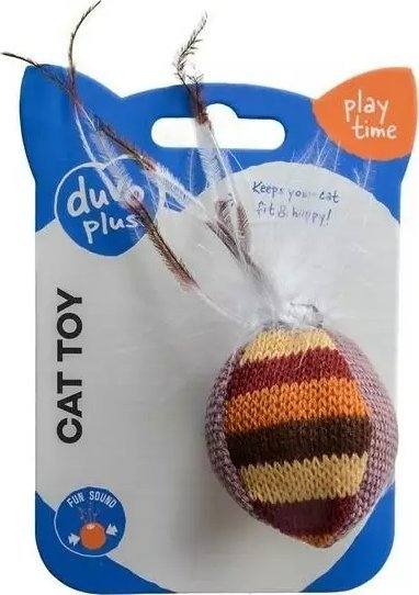 Lodër për mace Duvoplus Knitted, top me pendë, material i thurur, shumëngjyrëshe