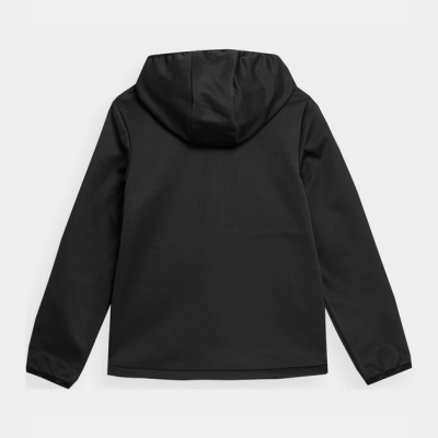 Xhaket softshell për çuna 4F 4FJSS23TSOFM041, me kapuç, 140 cm, e zezë