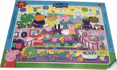 Puzzle me kornizë Ravensburger Peppa Pig Family Party, 30-48 copa, për kalamaj 4+