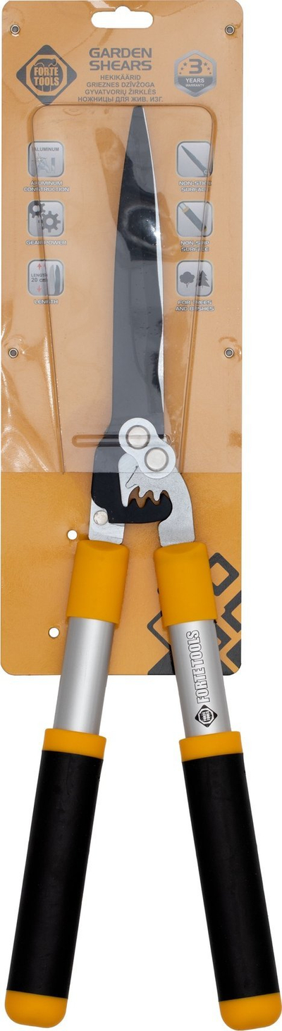 Gërshërë kopshti Forte Tools Pruning Shears, alumin, doreza që s’rrëshqasin, bojë zezë me të verdhë
