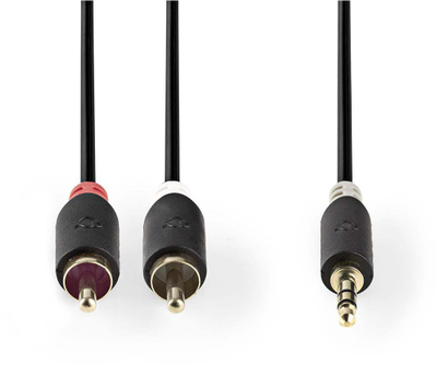 Kabllo audio Nedis Stereo, 3.5 mm mashkull në 2x RCA mashkull, 1 m, antracit