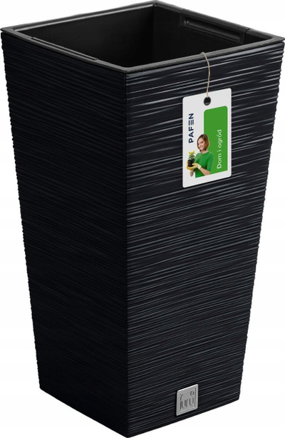 Саксија со резервоар за вода Колекција ФУРУ Conforama, 7.5L, 24 x 24 x 45 cm, антрацит