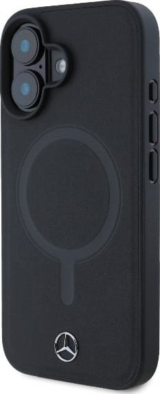 Mbulesë telefoni Mercedes Plain Smooth Leather, me MagSafe, për iPhone 16, e zezë