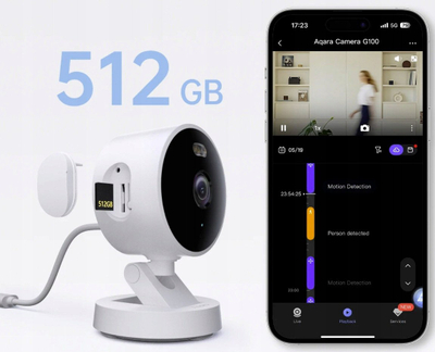 Kамера за безбедност Aqara G100 Select, 2K, Wi‑Fi, бела