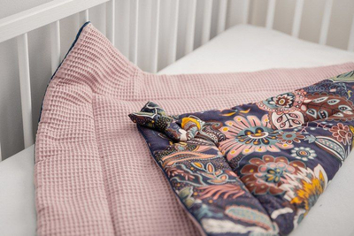 Mbështjellëse për bebe Sensillo Waffle Boho, 75x75 cm, pambuk, rozë e pluhurosur
