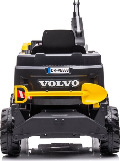 Eskavator me bateri Volvo PA0283, makinë lodër ku hip kalamaja, me telekomandë, i verdhë me të zi