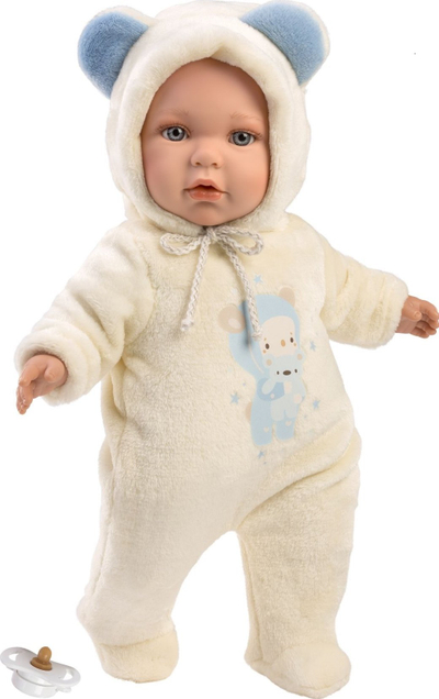 Kukull bebe Llorens Baby Enzo 14207, 42 cm, trup i butë tekstili