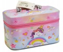 Кутија за козметика Adar Unicorn Rainbow, со рачка, со огледало, шарена