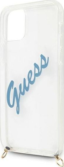 Kapak telefoni Guess Script Vintage GUHCP12SCRTVSBL për iPhone 12 mini 5.4", hardcase, blu