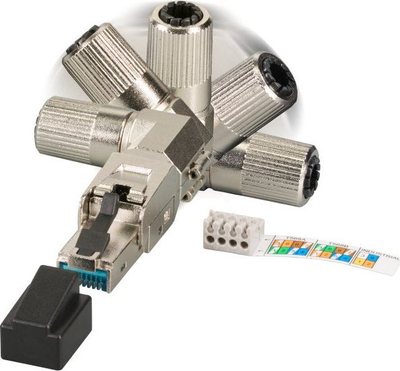 Prizë rrjeti RJ45 Premium, STP Cat.6A Class EA, field terminable, e argjendtë