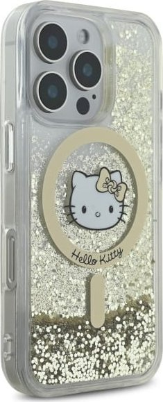 Këllëf telefoni Hello Kitty HKHMP16XLGDIH për iPhone 16 Pro Max 6.9", me MagSafe, i bardhë me ari