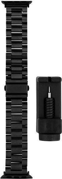 Rrip metalik Mercury për Apple Watch, 42/44/45 mm, çelik inoks, i zi