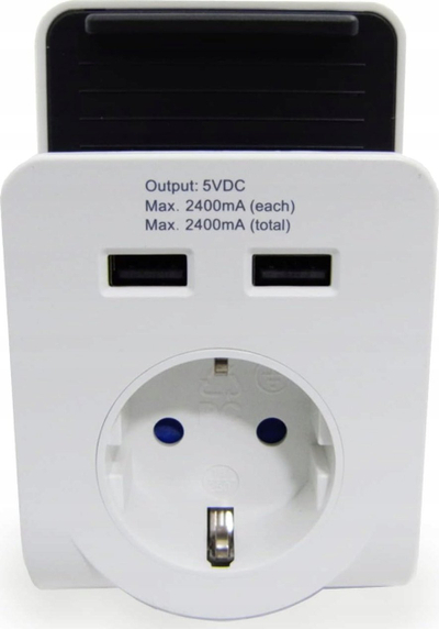 Adaptues prizë REV 0020790102, 2x USB 2.4A, 230V, i bardhë e zi