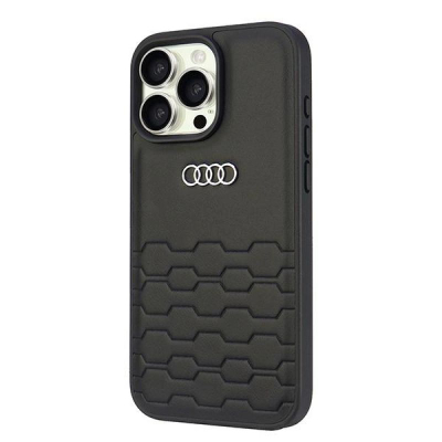 Maskë telefoni Audi Hardcase për iPhone 16 Pro Max 6.9", lëkurë sintetike, e zezë