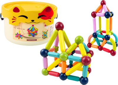 Set ndërtimi magnetik Lean Toys, 56 copa, shumëngjyrësh