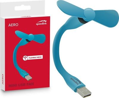 Ventilator USB Speedlink Aero Mini, port USB A, qafë e lëvizshme, blu
