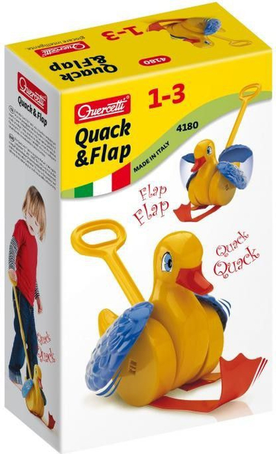 Lodër shtytëse Quercetti Flap Duck, me tinguj, për fëmijë