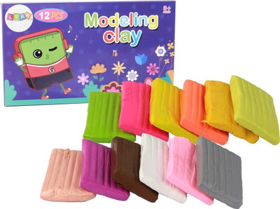 Plastelinë Lean Toys Modeling Clay, set me 12 copë, ngjyra pastel, shumëngjyrëshe
