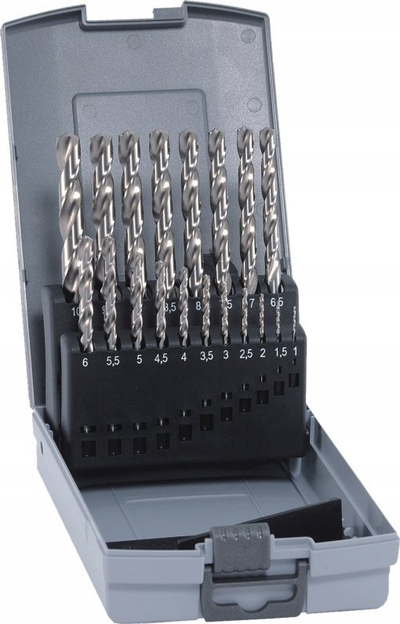 Set me stërvitje spirale Alpen 102225100 HSS-E, 25 copë, kobalt, gri
