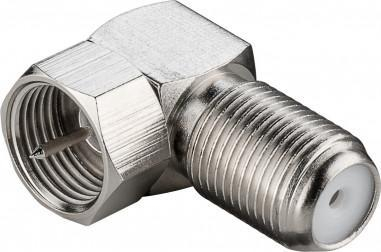 Adapter antene Wentronic F-plug në F-socket, me kënd 90°, metalik