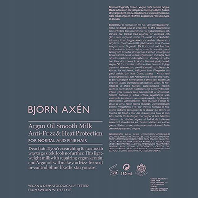 Krem flokësh Björn Axén Argan Oil Smooth Milk, kundër frizz-it, mbron nga nxehtësia, 150ml